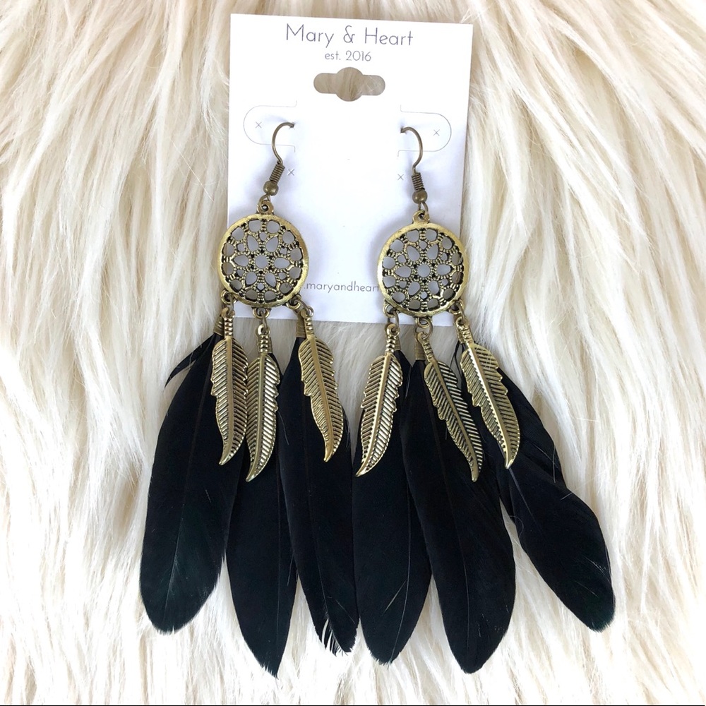 Last 1❗️ Black Feather Dreamcatcher Hook Earrings - Picture 2 of 6